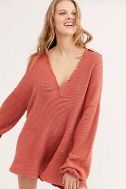 Free People Beach Picnic Sweater Romper Pink Palisades Linen Blend Size Small